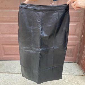 ASOS black leather midi skirt